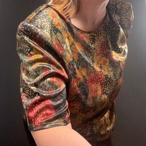 Vintage Boho Dark Fairy Glam Gold Floral Blouse Fundamental Things Petites Luxe